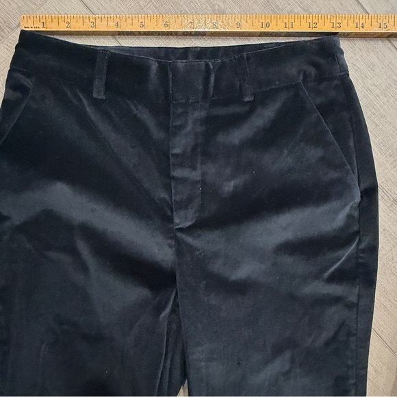 Cinq a Sept Women 0 Dark Jet Black Velvet Straight Pants 26x30” Quiet Luxury Mob - Picture 6 of 11
